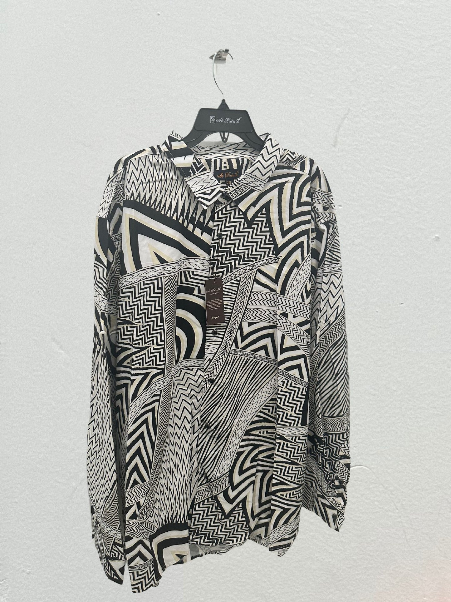 Men's Fashion Button-Up Shirt-Black and White