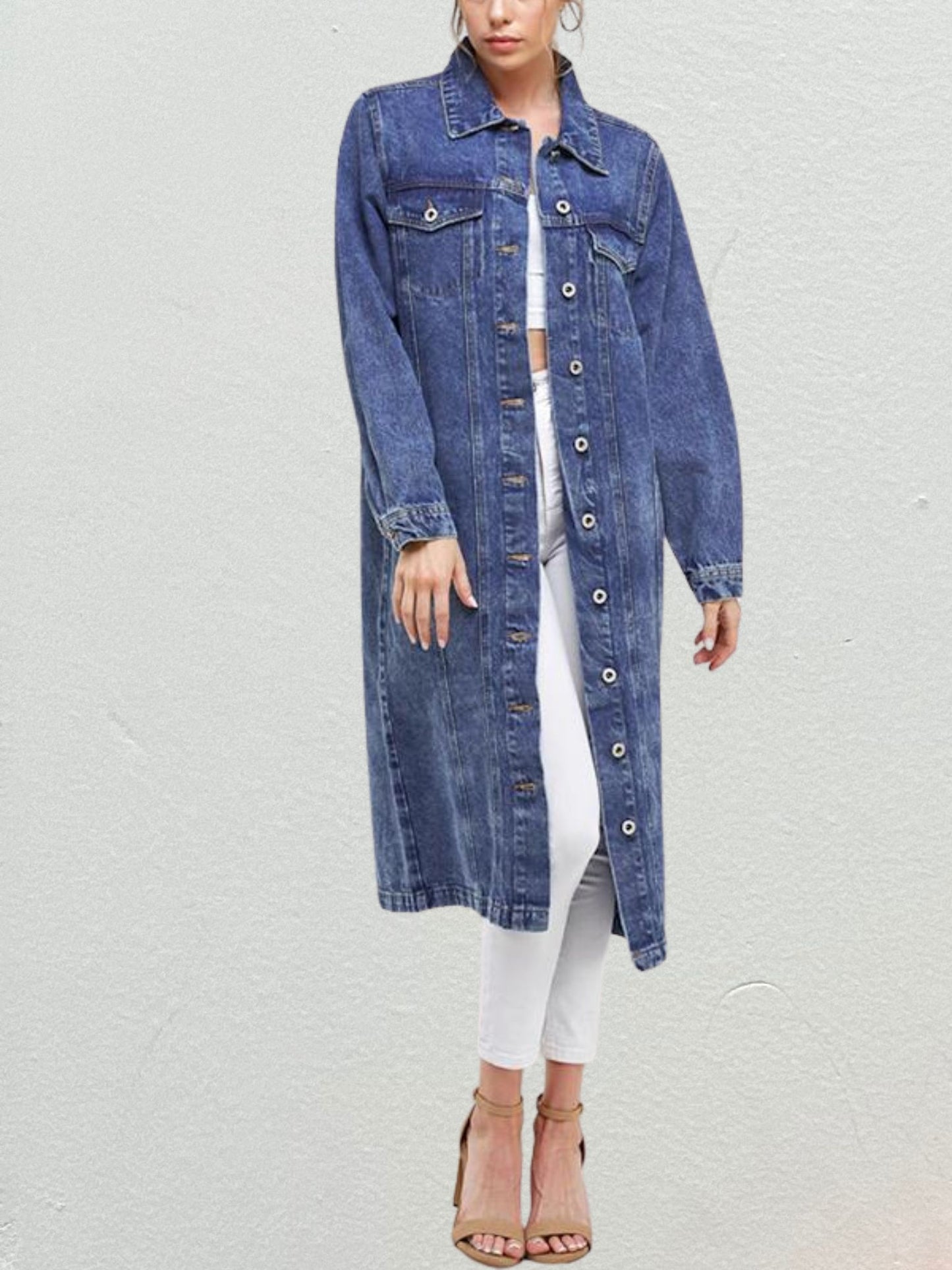 Women's Denim Jean Trench-Coat