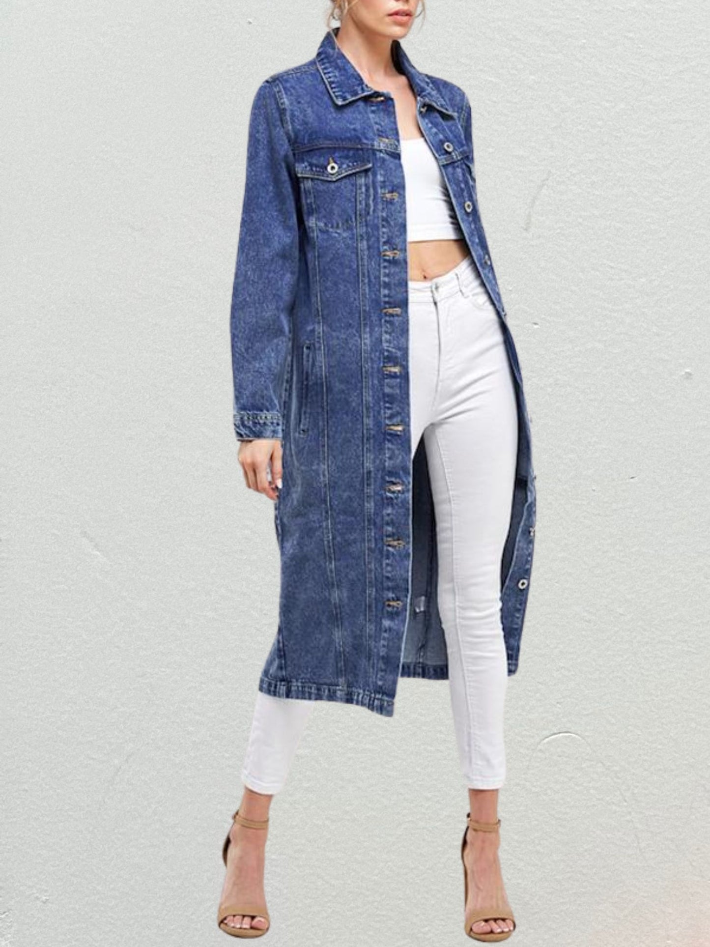 Women's Denim Jean Trench-Coat