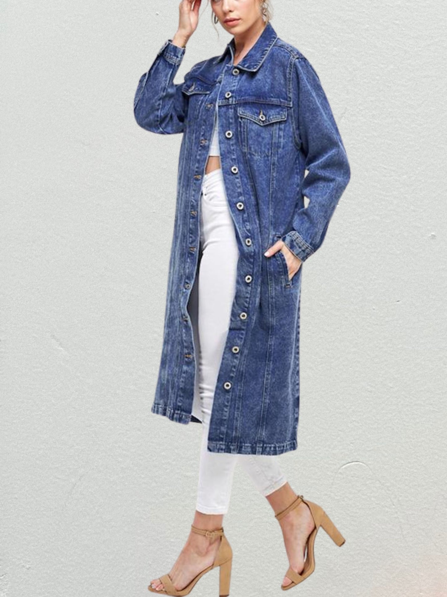 Women's Denim Jean Trench-Coat