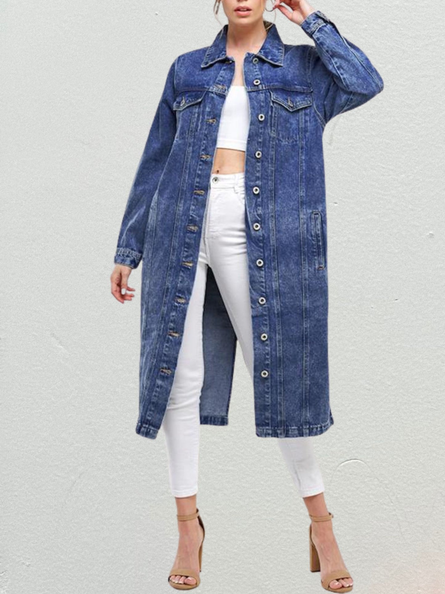 Women's Denim Jean Trench-Coat